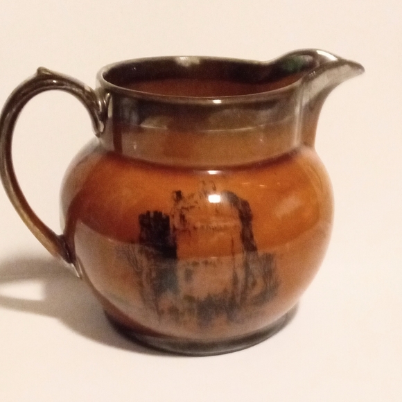 Antique Ridgeway Creamer English Coaching Day Scenes Brownware - Picture 4 of 8